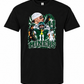 A black short-sleeve crewneck t-shirt featuring a large front graphic of football player Josh Allen in green and white Minnesota Vikings uniforms, with the number 11 and the word 'MINERS' printed below.